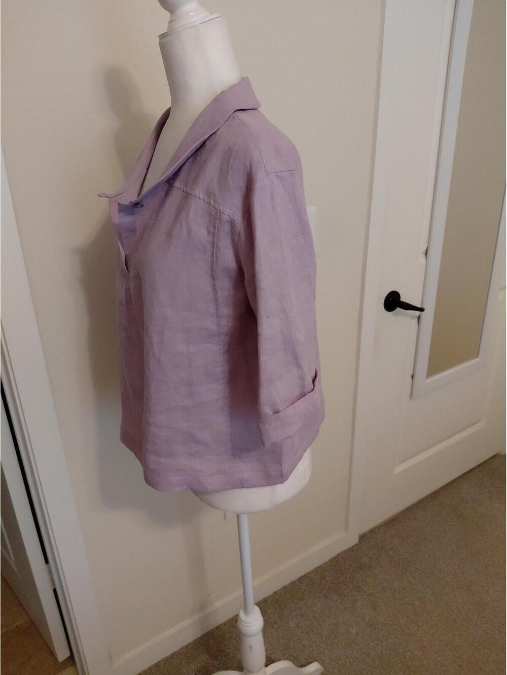 Lintico Linen Top V-Neck Half Sleeve Violette Sz S EUC - Picture 6 of 15